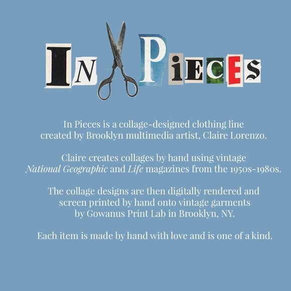 Graphic Tee Art Collage Scenic Nature Navy Longsleeve Handmade Unisex Large - Picture 3 of 10